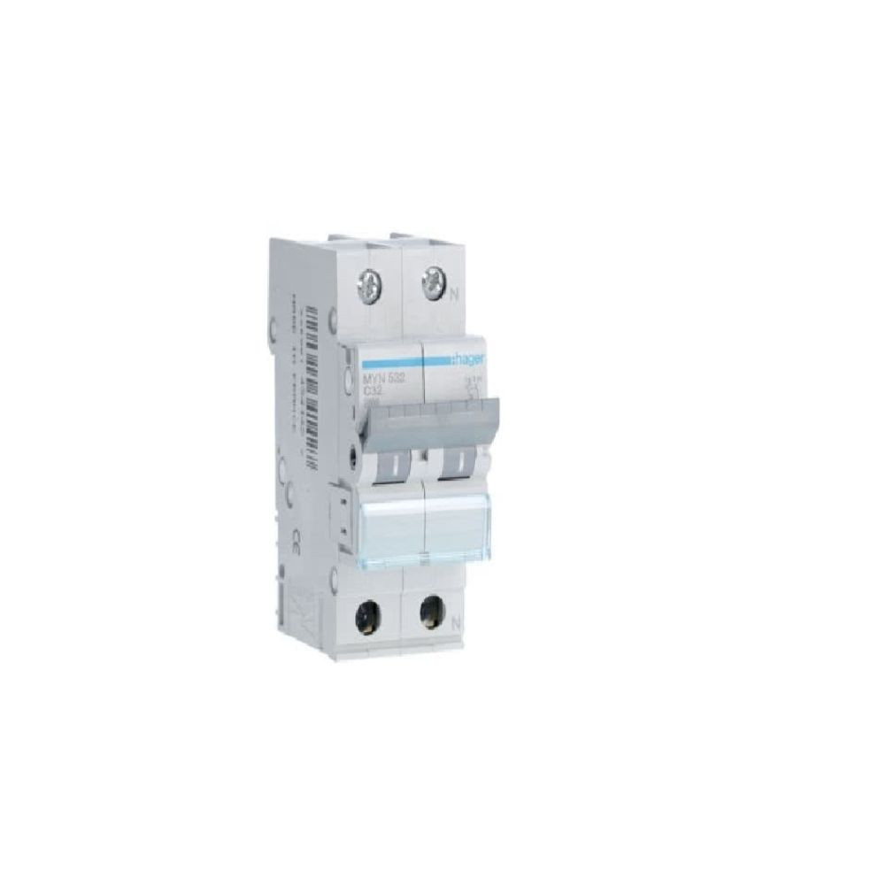 Interruttore Magnetotermico 1P+N 32A 4,5Ka 2M HAGER - MYN532