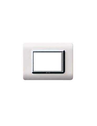 Placca Cornice TECNOPOLIMERO 44 Bianco Cornice Cromata 3Mod AVE - 44PY03BLC