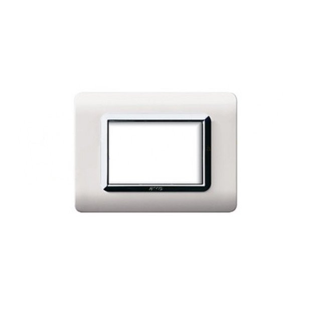 Placca Cornice TECNOPOLIMERO 44 Bianco Cornice Cromata 3Mod AVE - 44PY03BLC