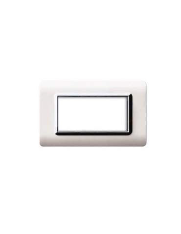 Placca Cornice TECNOPOLIMERO 44 Bianco Cornice Cromata 4Mod AVE - 44PY04BLC