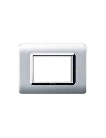 Placca Cornice TECNOPOLIMERO 44 Alluminio Naturale 3Mod AVE - 44PY03ALS