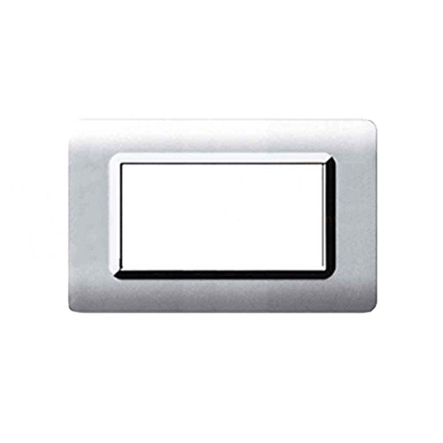 Placca Cornice TECNOPOLIMERO 44 Alluminio Naturale Cornice Cromata 4Mod AVE - 44PY04ALS