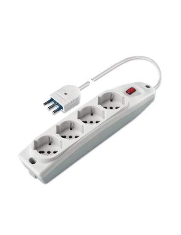 Presa Multipla Serie Sicura 2 Poli 4 Prese Pluristandard 16A Italiana C/Int. + Cavo SCAME - 161.40511.R