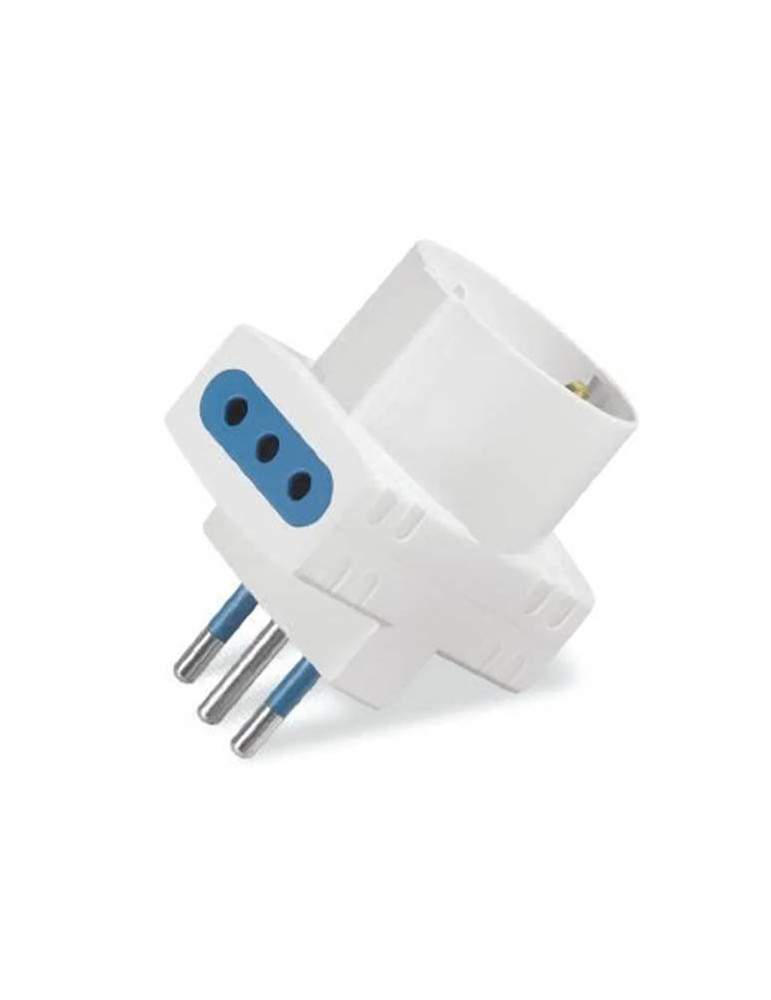 Adattatore Triplo Spina Serie Azzurra 250V Bianco P30 + 2PR 2P+T 10A SCAME - 144.457