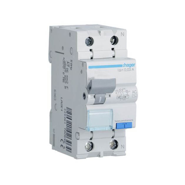 Interruttore Magnetotermico Automatico Differenziale 1p+N 16A C 4.5Ka 30Ma AC 2M HAGER - ADC816H