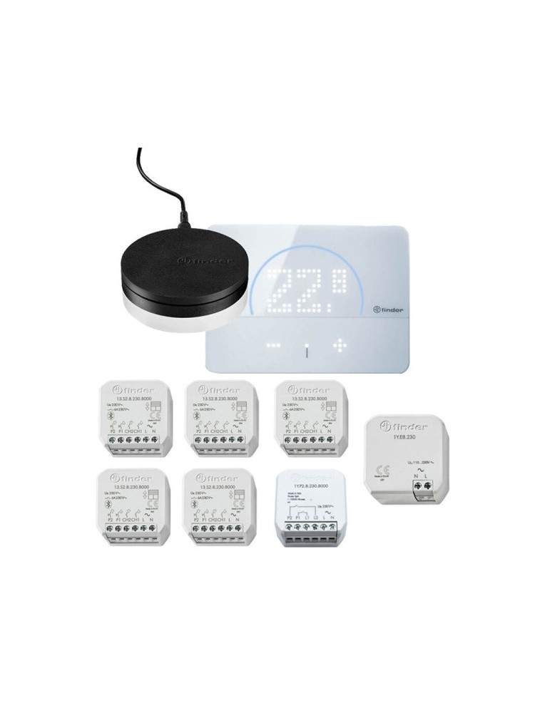 Kit Automazione 13S28230B000POA Tapparelle Yesly Connesso + 1CB190050007POA Bliss2 Termostato Smart Gateway FINDER - 00K163