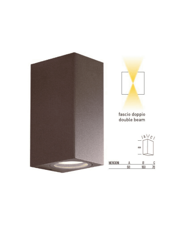 Applique LED Da Muro In Alluminio Corten Toledo 2 Doppia Emissione GU10 Shot BOT LIGHTING - TOLEDO2C