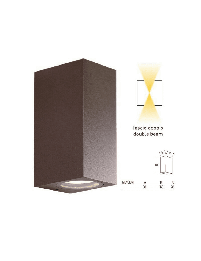 Applique LED Da Muro In Alluminio Corten Toledo 2 Doppia Emissione GU10 Shot BOT LIGHTING - TOLEDO2C