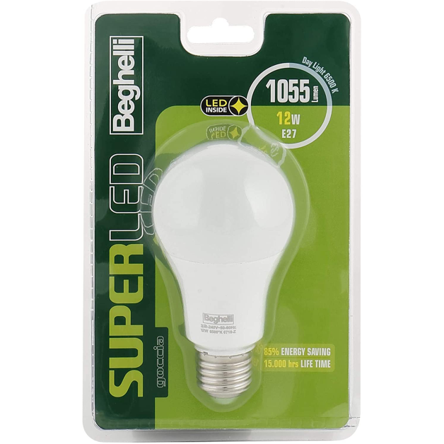 Lampadina Super Led Goccia Luce bianca 4000K 11W E27 BEGHELLI - 56911BL