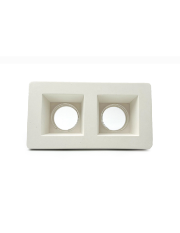 Faretto Doppio Ad Incasso Quadrato Visuale Quadrata In Gesso Per Soffitto Con Portalampada Per GU10 STONE - 9044