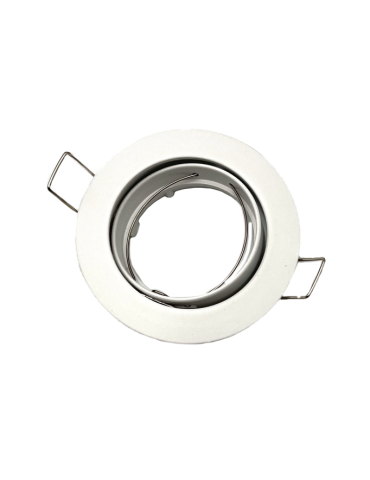 Faretto Ad Incasso Soffitto Tondo IP20 GU10 Orientabile In Alluminio Bianco Con Portalampada STONE - 8006/B