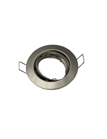 Faretto Ad Incasso Soffitto Tondo IP20 GU10 Orientabile In Alluminio Nichel Satinato Con Portalampada STONE - 8006/NS