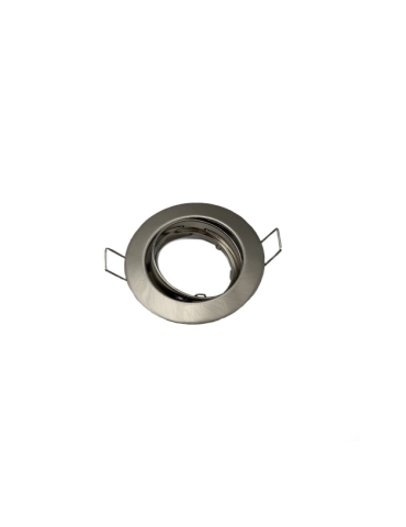 Faretto Ad Incasso Soffitto Tondo IP20 GU10 Orientabile In Alluminio Nichel Cromo Satinato Con Portalampada STONE - 8006/CS