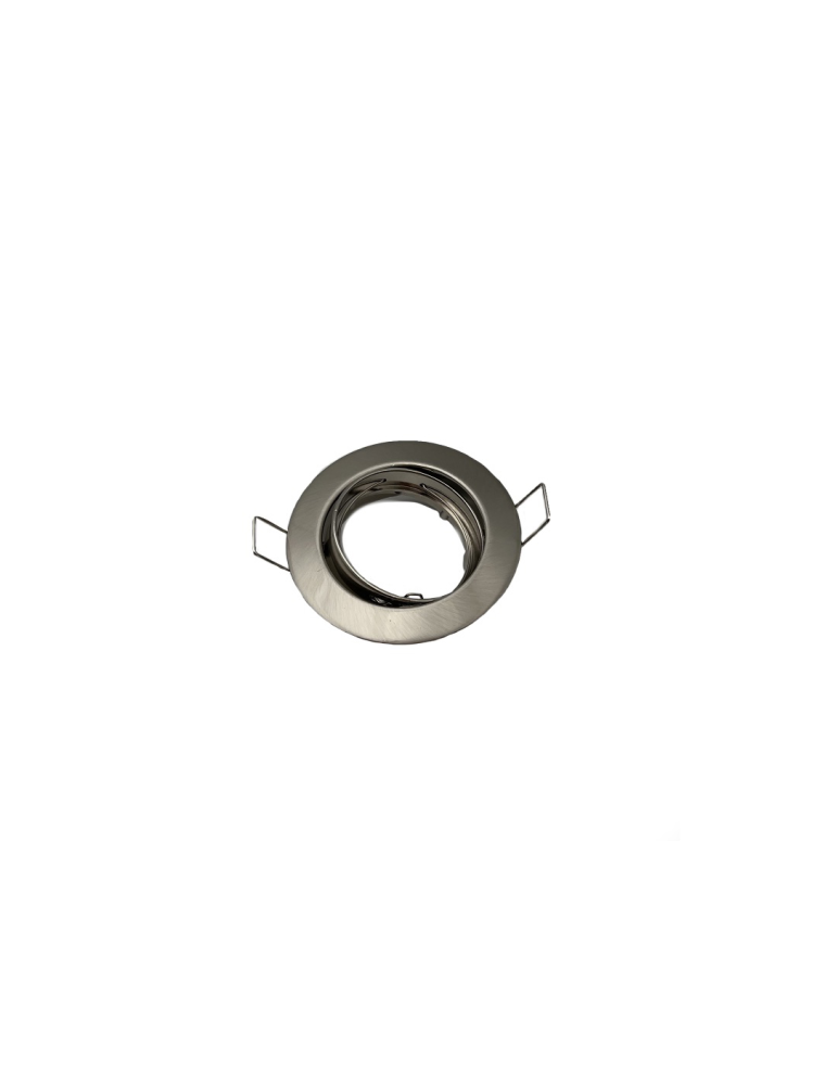 Faretto Ad Incasso Soffitto Tondo IP20 GU10 Orientabile In Alluminio Nichel Cromo Satinato Con Portalampada STONE - 8006/CS