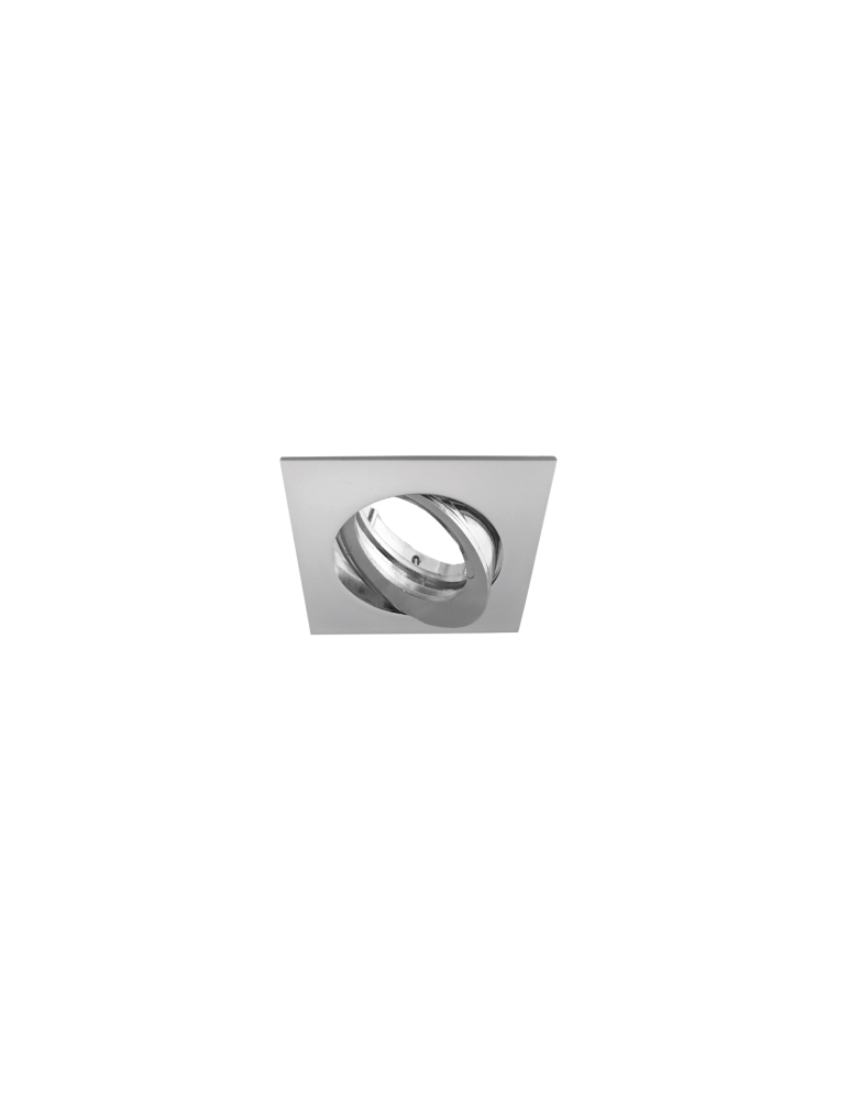 Faretto Ad Incasso Soffitto Quadrato IP20 GU10 Orientabile In Alluminio Cromo Lucido Con Portalampada STONE - 8008/CL