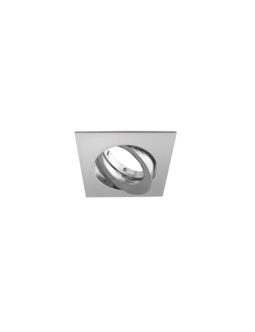 Faretto Ad Incasso Soffitto Quadrato IP20 GU10 Orientabile In Alluminio Cromo Satinato Con Portalampada STONE - 8008/CS