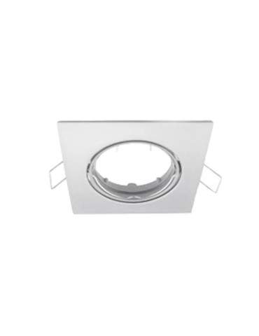 Faretto Ad Incasso Soffitto Quadrato IP20 GU10 Orientabile In Alluminio Bianco Con Portalampada STONE - 8008/B