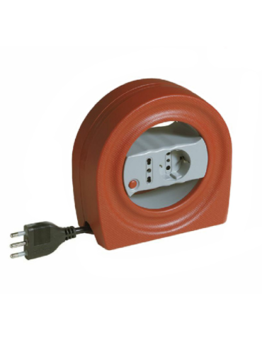 Prolunga Avvolgicavo GYRO 5m Con Protettore Termico E 1 Presa Bipasso 16A + 1 Presa Schuko P30 BTICINO - S2724
