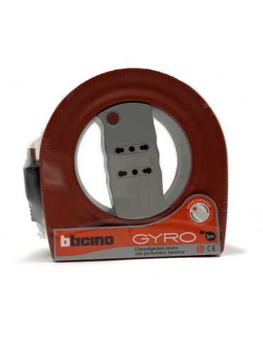 Prolunga Avvolgicavo GYRO 5m Con Protettore Termico E 2 Prese Bipasso 16A BTICINO - S2723