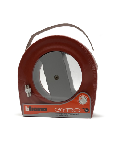 Prolunga Avvolgicavo TV Universale GYRO 8m Con Adattatore Cavo Spina E Presa Coassiale 9,5mm BTICINO - S2730