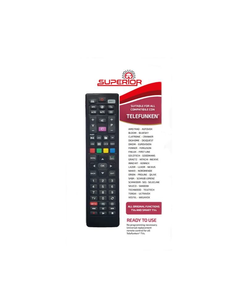 Telecomando Universale Per Smart TV TELEFUNKEN e Tutte Le Marche Vestel  SUPERIOR ELECTRONICS - TRB018