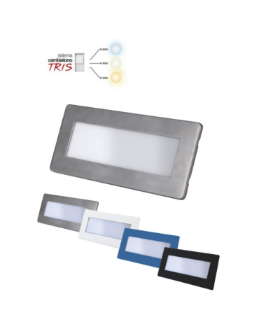 Segnapasso Incasso Led A Parete 6W Rettangolare In PVC 4Cover Cambiatono IP65 840Lumen Per 506 STONE GROUP - 30056/BNC