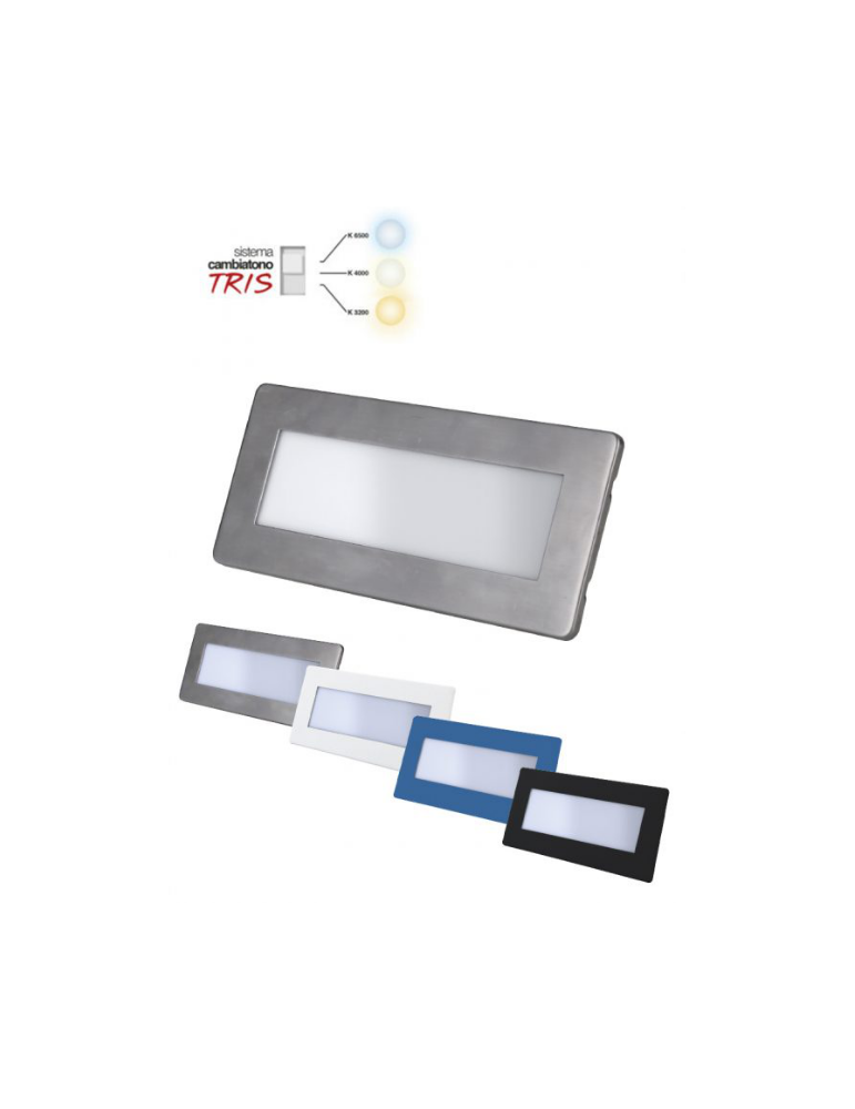 Segnapasso Incasso Led A Parete 6W Rettangolare In PVC 4Cover Cambiatono IP65 840Lumen Per 506 STONE GROUP - 30056/BNC