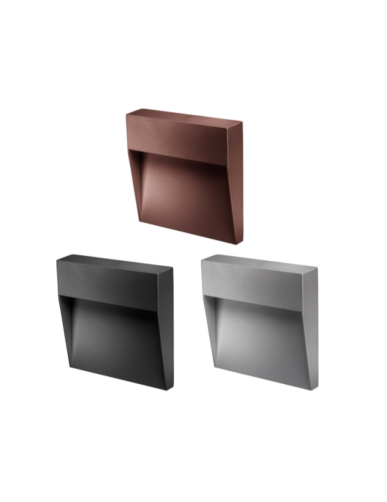 Segnapasso A Led Quadrato BILBAO 6 Antracite 6W Per Applicazioni A Parete BOT LIGHTING - BILBAO6GQ