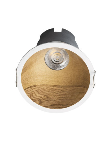 Faretto Circolare Downlight Deco Ad Incasso Bianco Ed Effetto Legno  ALVERLAMP - LOP1240CC100WN