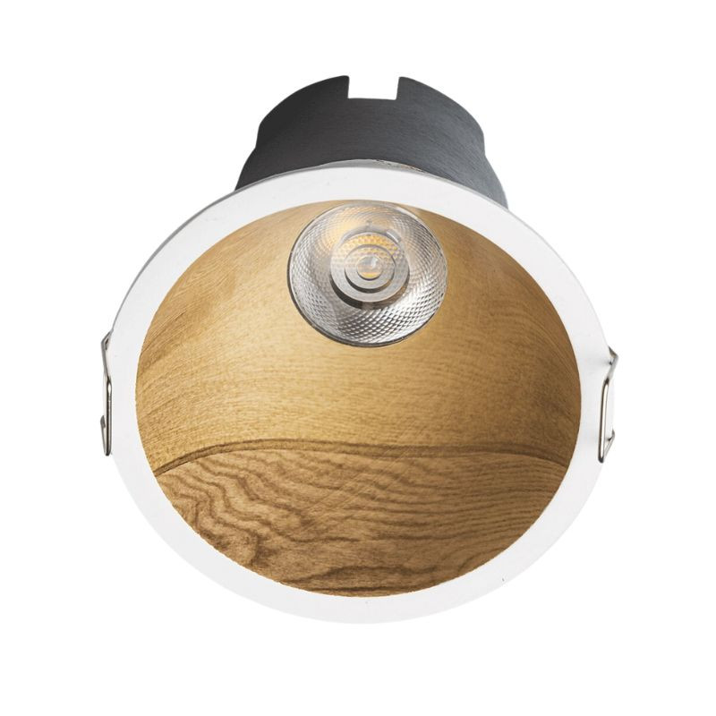 Faretto Circolare Downlight Deco Ad Incasso Bianco Ed Effetto Legno  ALVERLAMP - LOP1240CC100WN