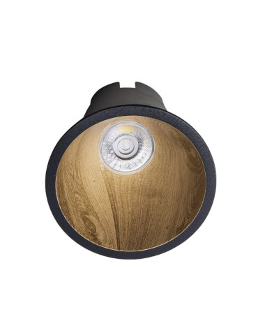 Faretto Circolare Downlight Deco Ad Incasso Nero Ed Effetto Legno ALVERLAMP - LOP1240CC100KN
