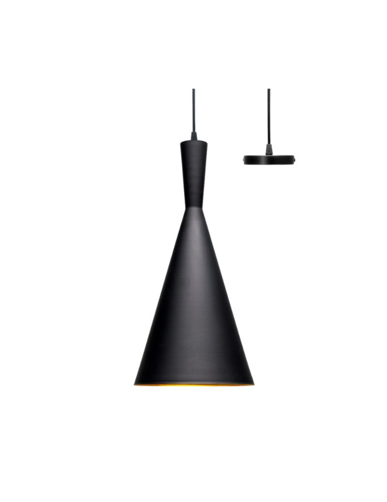 Lampadario Circolare A Forma Di Cono Nero E Oro ALVERLAMP - LCO7003