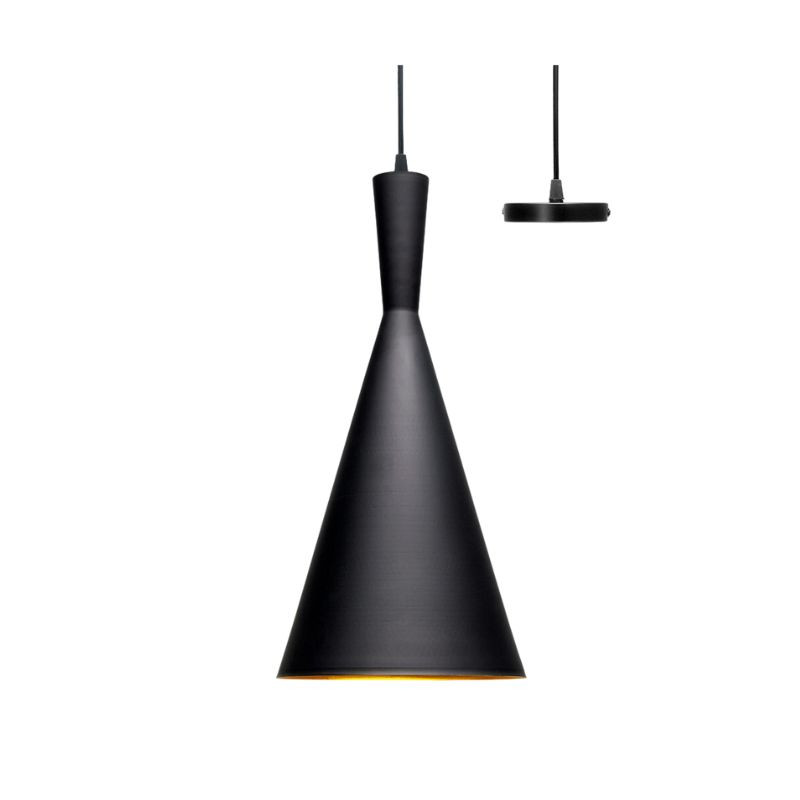 Lampadario Circolare A Forma Di Cono Nero E Oro ALVERLAMP - LCO7003