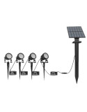 Kit Da Giardino 4 Proiettori Led A Picchetto Con Pannello Fotovoltaico 3000K STONE GROUP - 24000/C