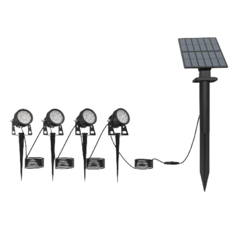 Kit Da Giardino 4 Proiettori Led A Picchetto Con Pannello Fotovoltaico 3000K STONE GROUP - 24000/C