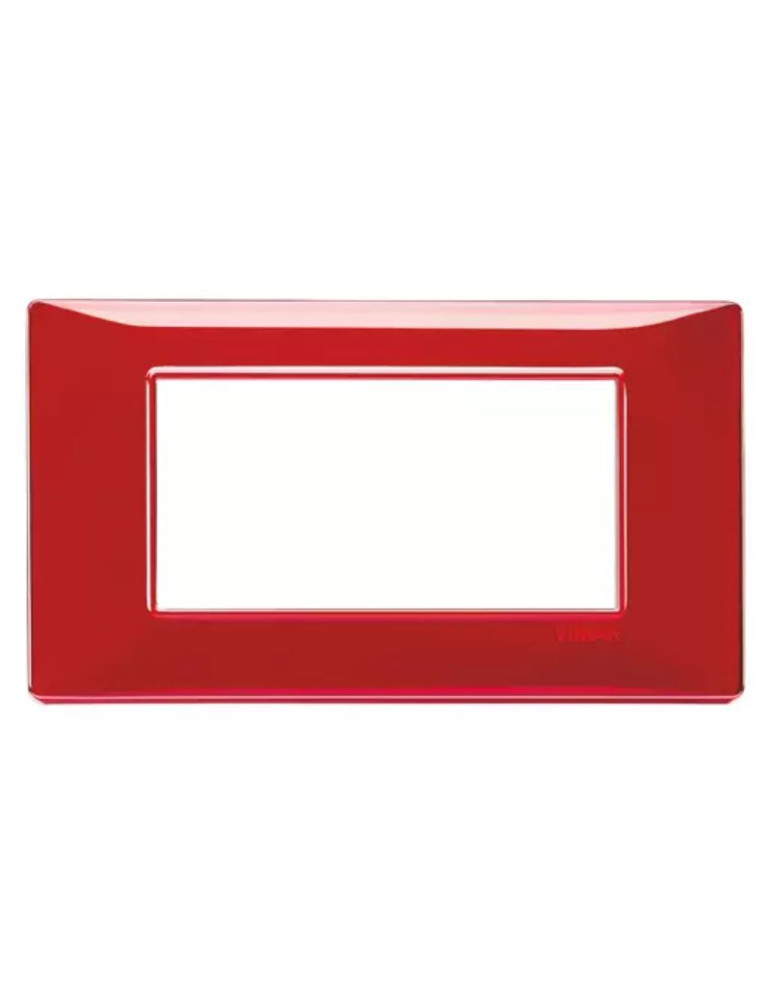Placca 4 Moduli Rosso Reflex Rubino Serie Plana VIMAR - 14654.51