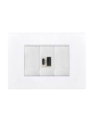 Caricatore USB Per Ave Domus S44 Tipo A+C PD 20W Bianco lucido TECNOSWITCH - KS312PU 96-400-04