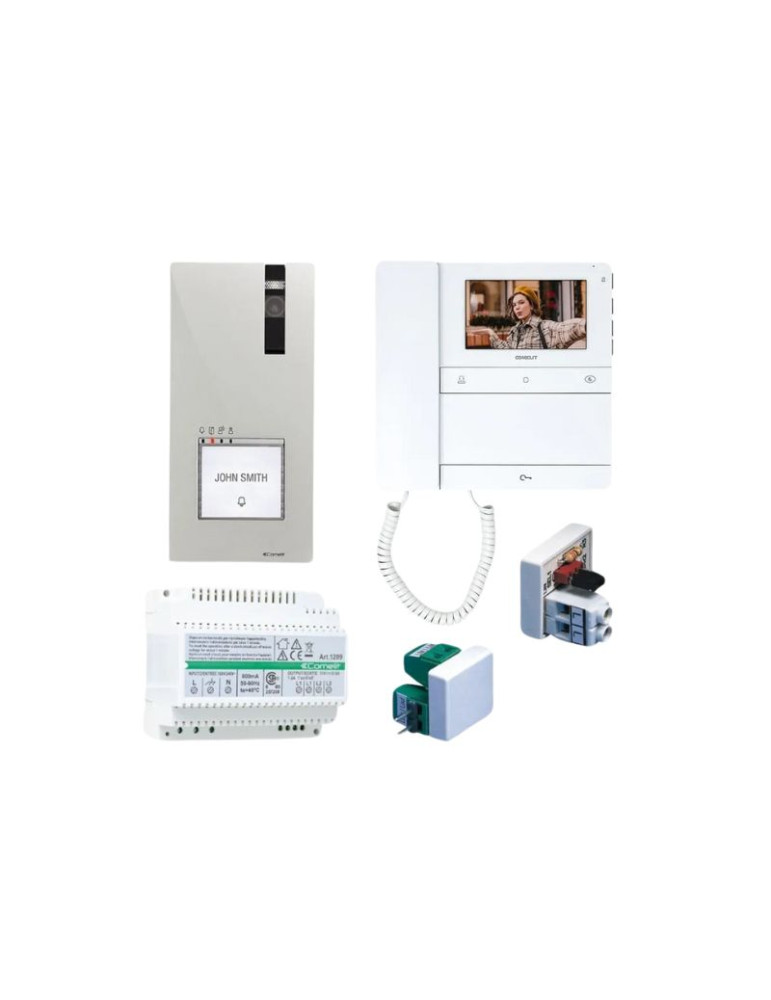 Kit Videocitofonico Monofamiliare QUADRA E PEOPLE Con Cornetta SB2 COMELIT - PL8461M